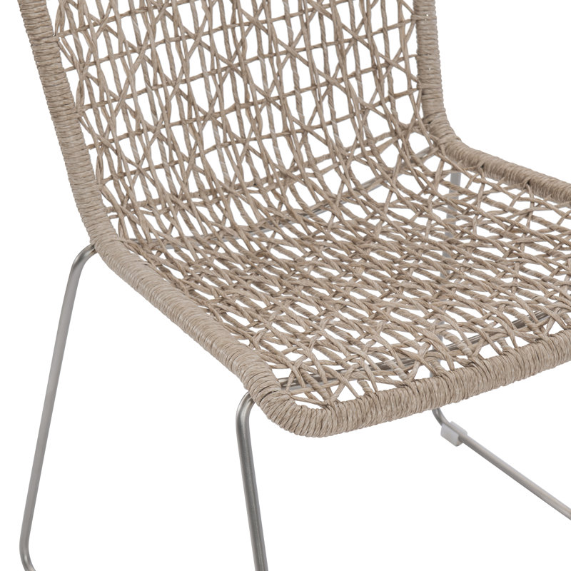 Carmel Beige Woven Wicker Outdoor Dining Chair