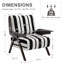 Chaises d'appoint confortables, chaise rayée moderne en tissu de bois pour la maison