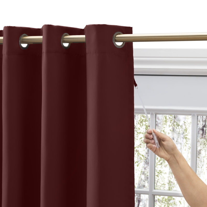 Ardelle Blackout Single Curtain Panel, 112" W x96" L, Garnet with Antique Bronze Grommets