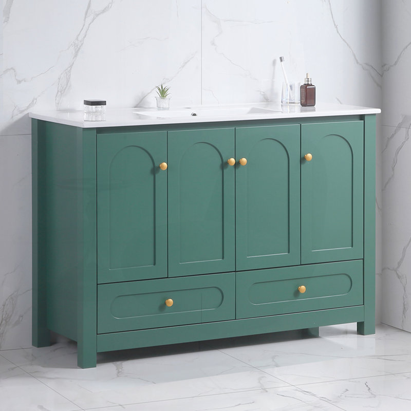 Meuble-lavabo 48 po avec lavabo en céramique, Vert
