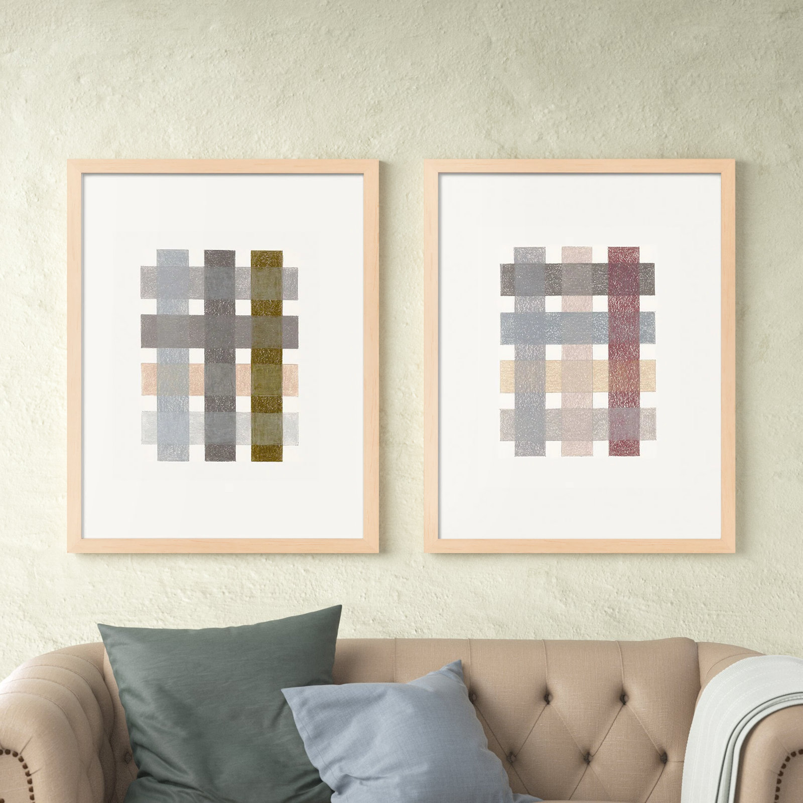 Lancel "Gridlock Vertical" Print by Beth James, Maple Framed, 38'' H X 60'' W X 1.25'' D