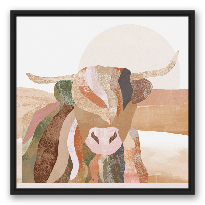 Boho Highland Cow, reproduction d'art sur toile, L 25,75 po x H 25,75 po