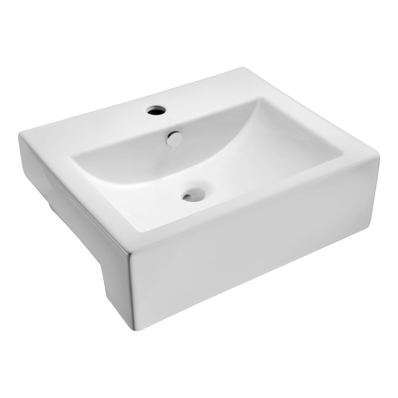 ANZZI Vitruvius Series 17'' White Vitreous China Rectangular Bathroom Sink with Overflow