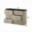 Commode Trex, 63 po, 6 tiroirs à roseaux avec plateau en faux marbre noir, beige