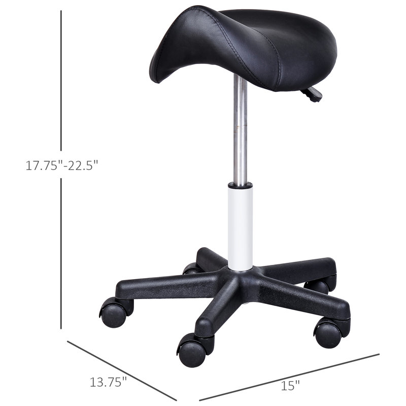 Tabouret à roulettes ergonomique en similicuir, réglable en hauteur, améliorant la stabilité pour spa, salon, massage, bureau, services de qualité professionnelle noir, spas, salons, massages, bureaux
