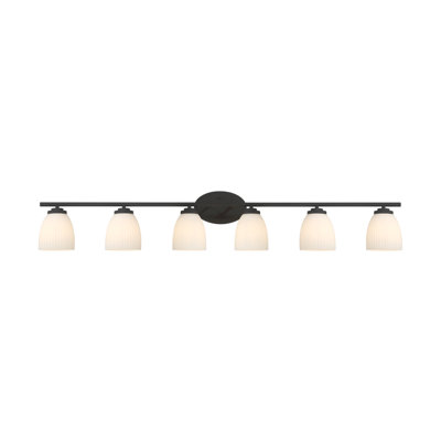 6-Light Ribbed Frosted Glass Shades Vanity Wall Light