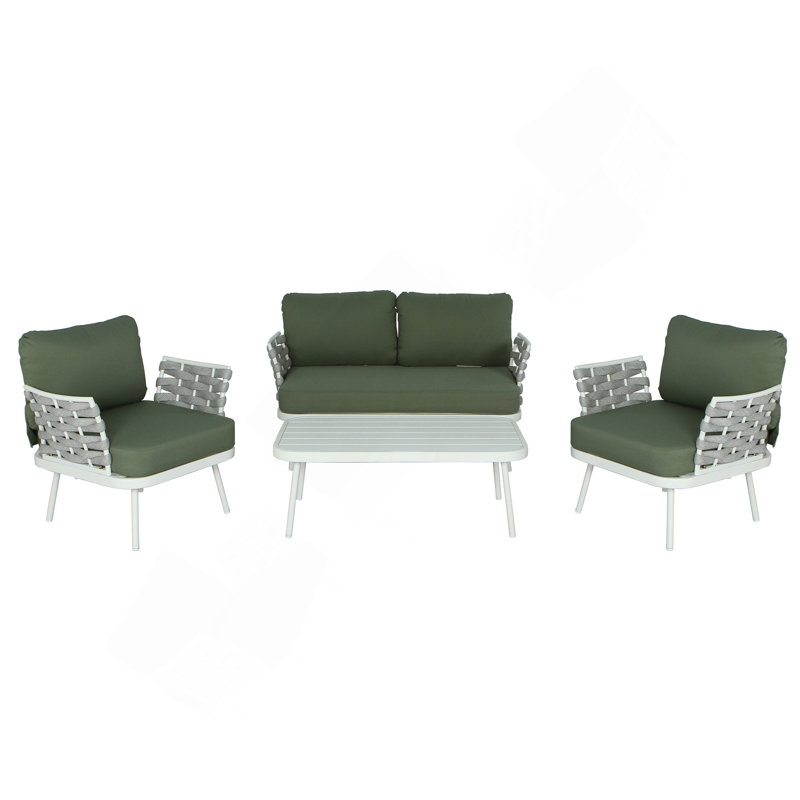 Ensemble de recouvrement en acier 4 pièces, Vert, Blanc cassé