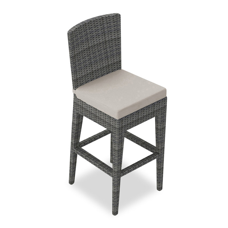 District Outdoor Bar Stool, Cast Silver Sunbrella®
