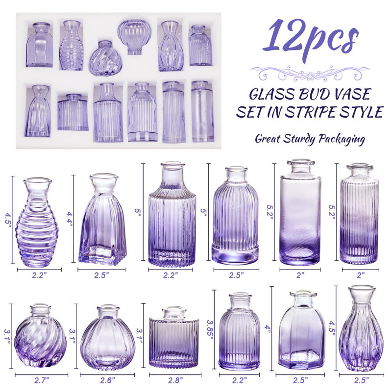 Ensemble de 12 vases Bud, Mauve