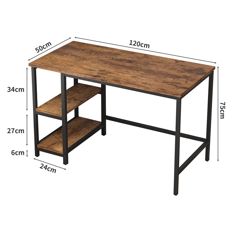 Addasyn Rectangle Computer Desk, 75cm H x 100cm W x 50cm D, Brown