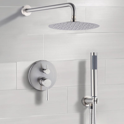 10" Brushed Nickel Shower Head Identifiable - Rainfall With Portable Handheld Superior Movable