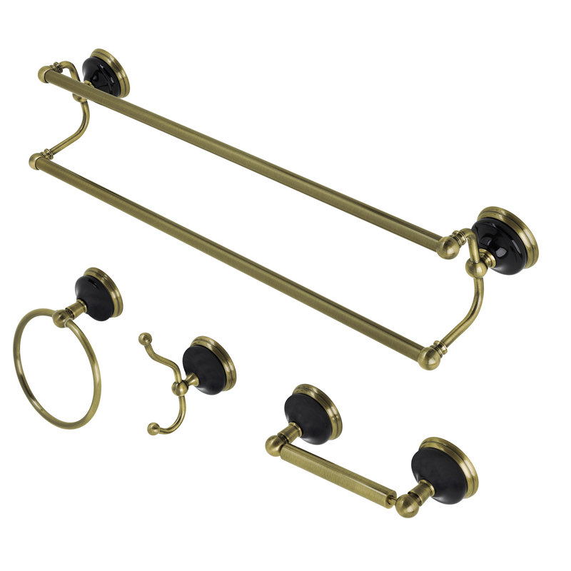 Ensemble de quincaillerie de salle de bain Water Onyx 4 pièces, Laiton antique