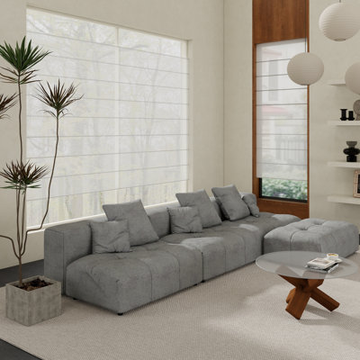 Canapé modulaire rembourré en tissu de lin avec repose-pieds Kay Crumley 4 pièces Kay