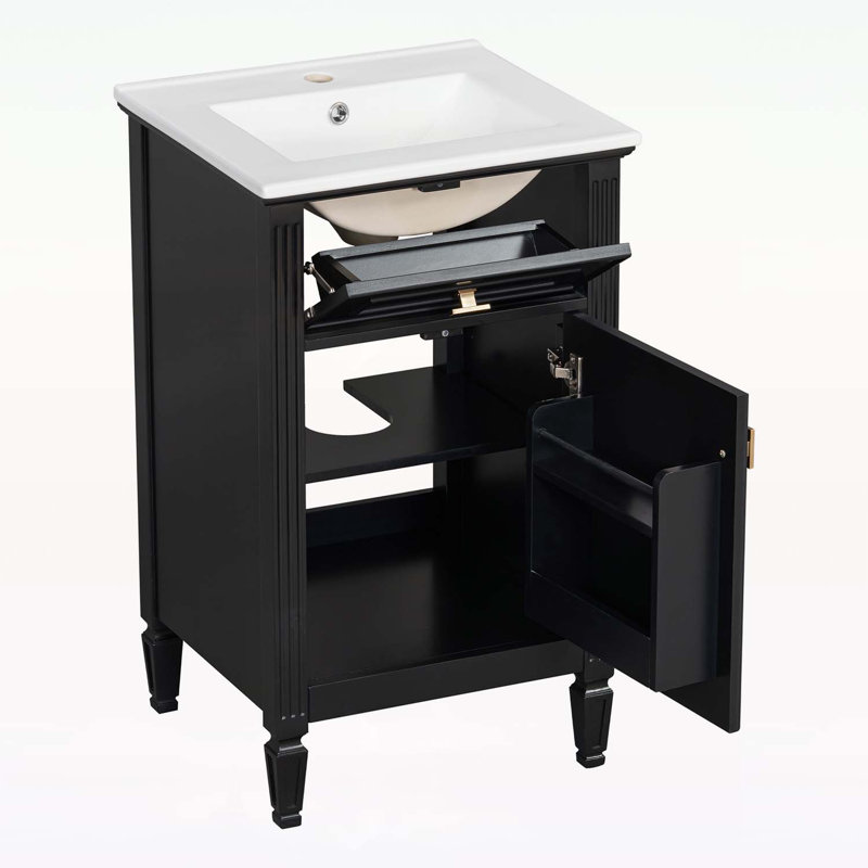 Meuble-lavabo charmant pour petite salle de bain, Noir