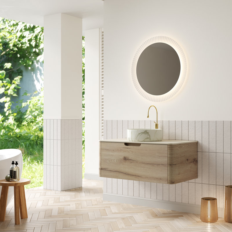 Meuble-lavabo de 36 po avec lavabo, armoire de rangement flottante en contreplaqué avec tiroir Xai Xai