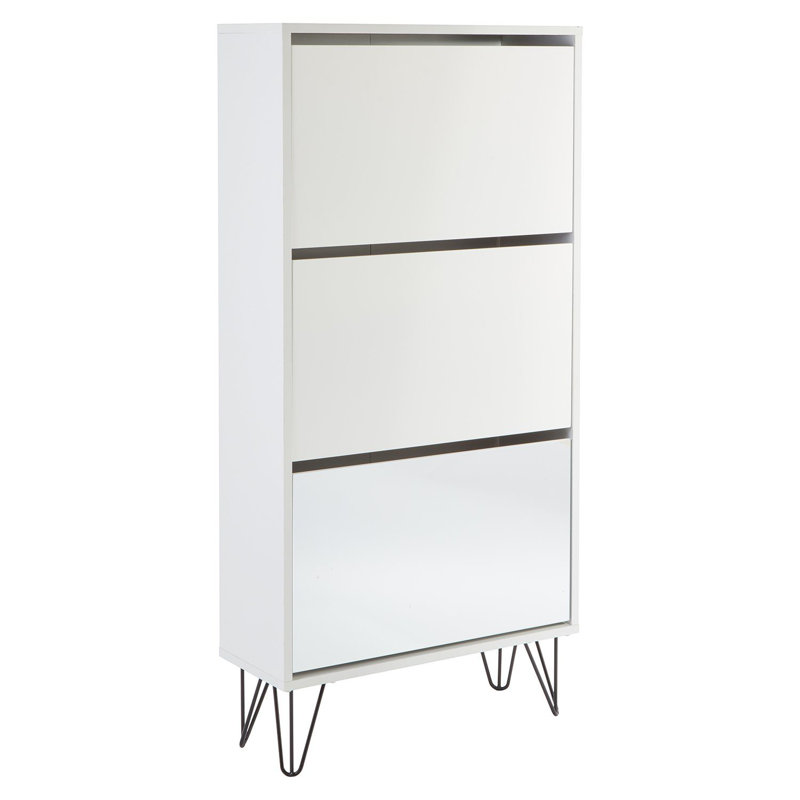 Azeil Flip Down Shoe Storage, White, 3 Shelves