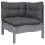  Ensemble de salon de jardin en bois de pin massif gris, tissu 100% polyester moyen-1901194719-1901194718