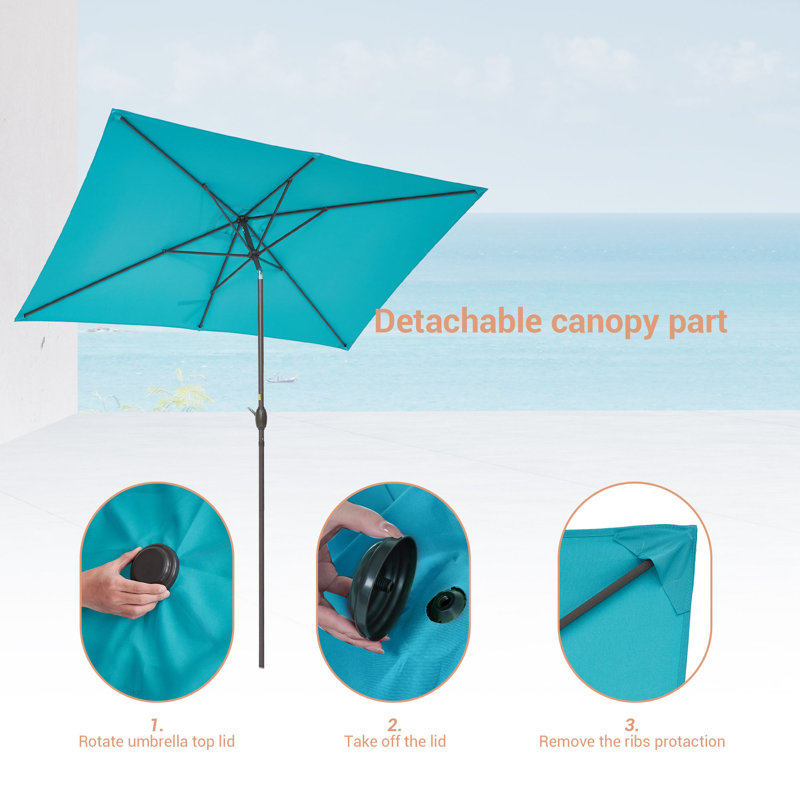 Parasol de marché rectangulaire 10' x 6,5', Bleu lac