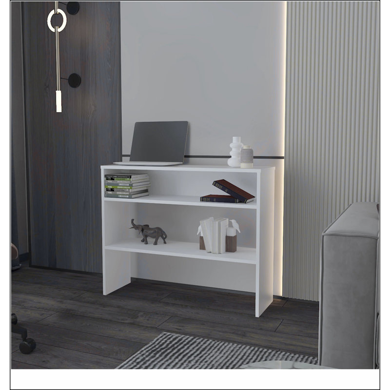 Console blanche avec rangement ouvert, Blanc