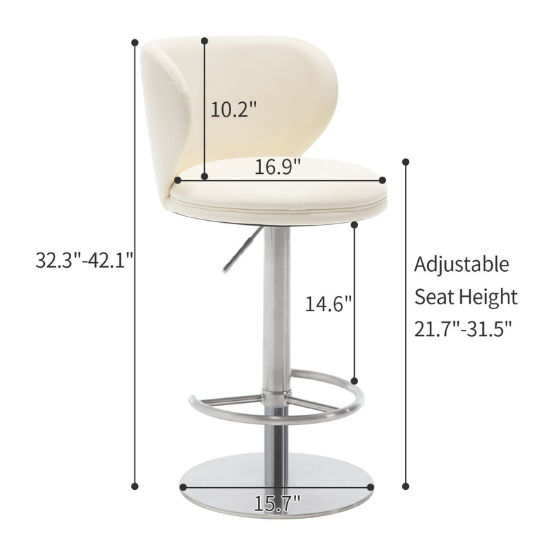 Tabouret de bar pivotant à hauteur réglable Modern White