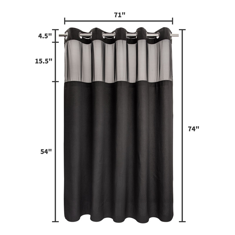 Rideau de douche Ramjani Waffle Weave, H 74 po x l 71 po, Noir