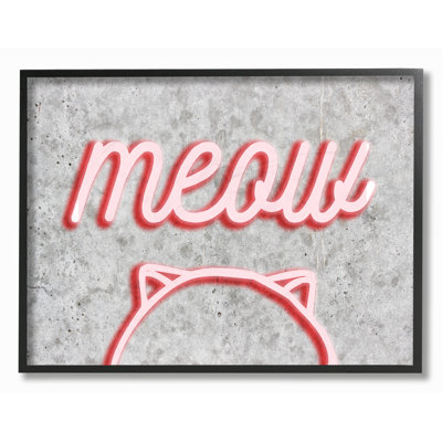 « cats meow néon kitty », art textuel encadré
