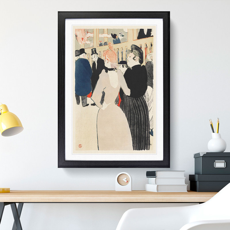 La Goulue and Her Sister Vol.2 by Henri De Toulouse-Lautrec - Picture Frame Painting, 36cm H x 27cm W x 2cm D, Black Framed