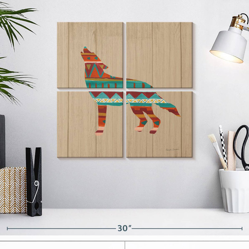Brampt Southwestern Vibes II sur noyer, H 18 po x l 18 po