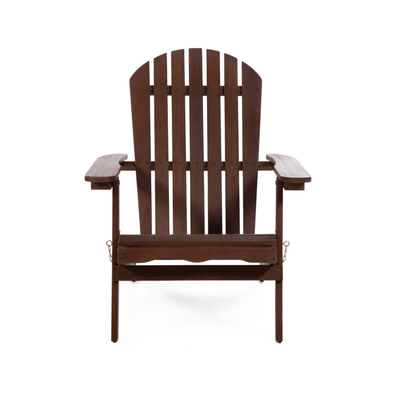 Eucalyptus Foldable Outdoor Adirondack Chair, Dark Brown