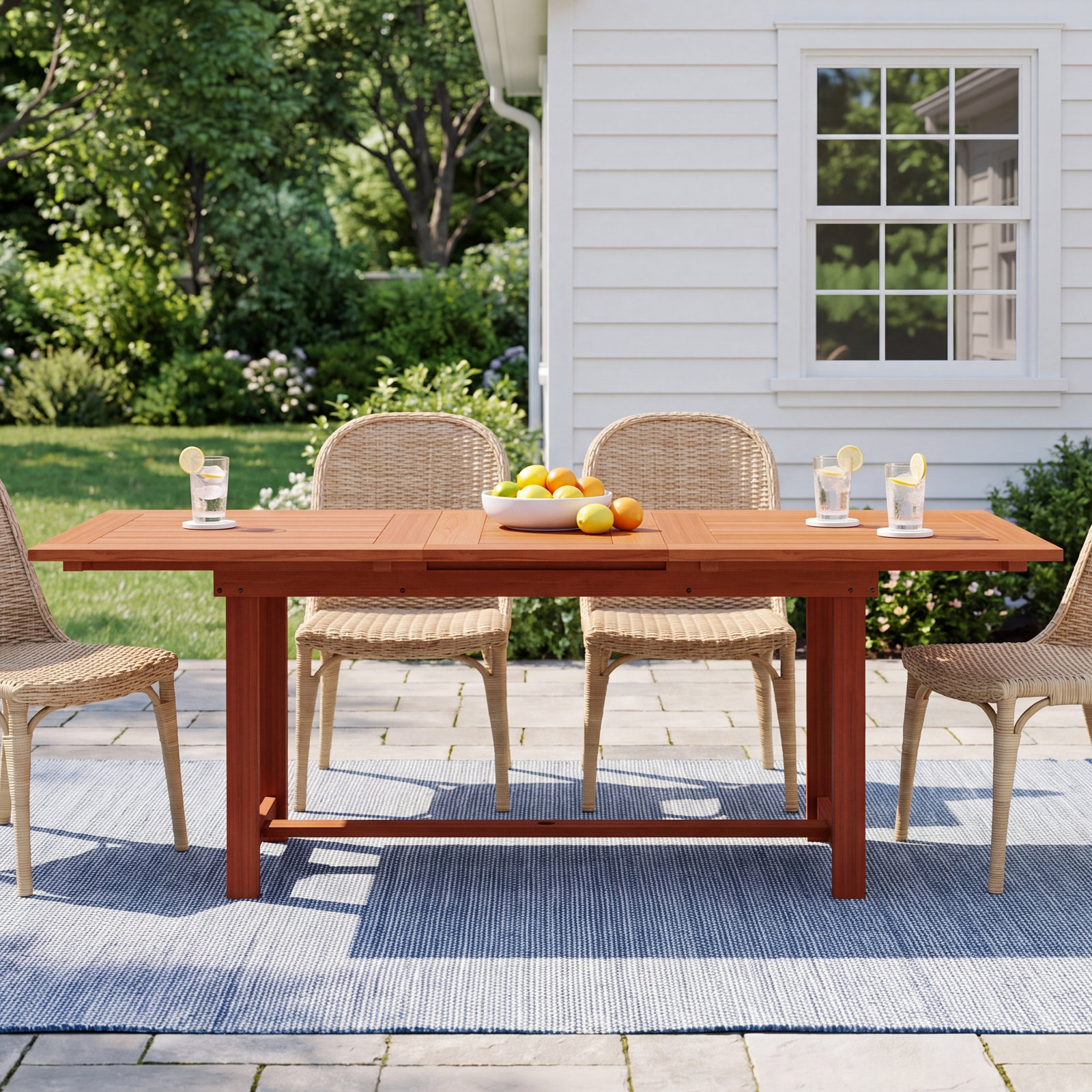 Alyisa 71" Patio Dining Table, Dark Wood