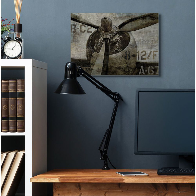 «Air plane Rotor Vintage Wood Texture» par Dylan Matthews - impression d'art graphique, H 24 po x l 30 po, Toile tendue