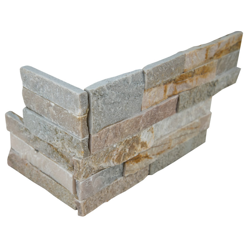 Stonecrest 6 in. x 18 in. Split Face Natural Stone Ledger Corner Wall Tile, Amber Cream