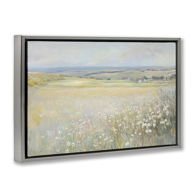 Cadre flottant à champ ouvert Country Homes, par Petal Prints Design, H 17 po x l 25 po, Cadre flottant gris lustré