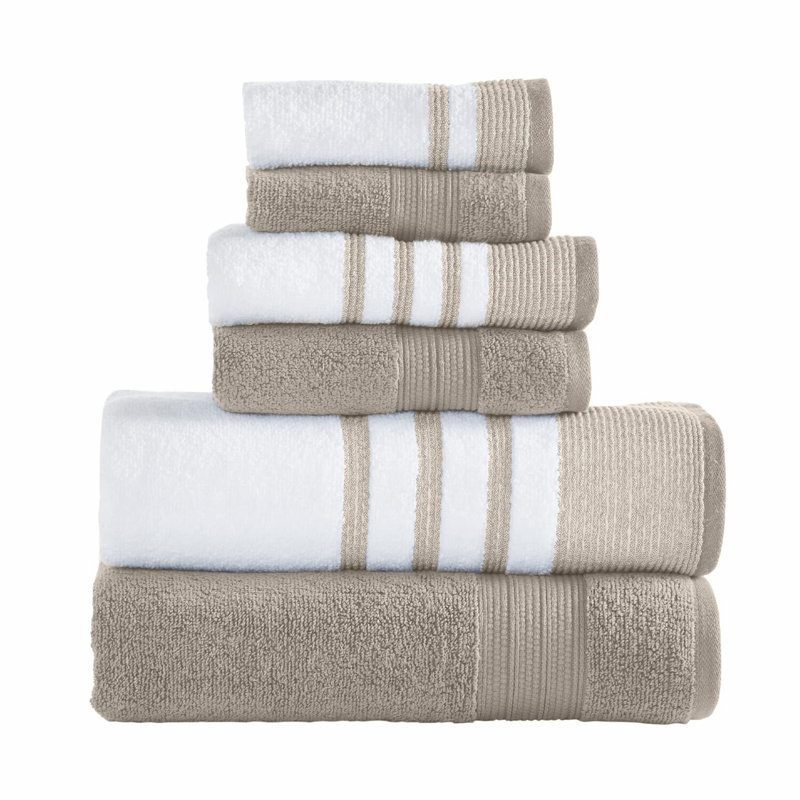 QuickDry Luxe Towel Set: 6-Piece Collection with 2 Bath Towels, 2 Hand Towels, 2 Washcloths in Tan