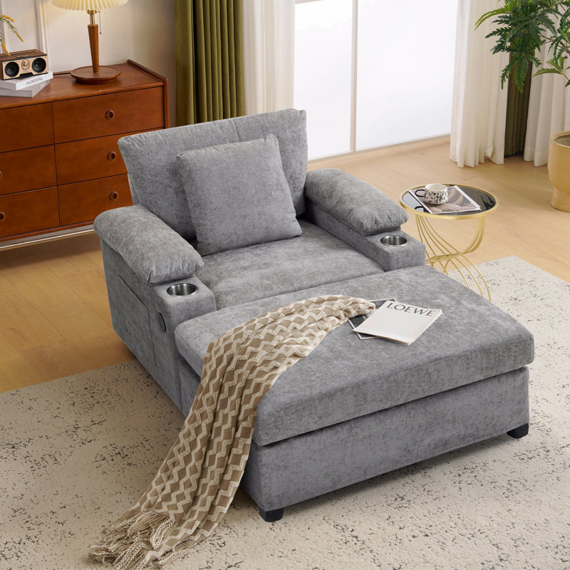 Fauteuil ergonomique surdimensionné avec repose-pieds, Gris