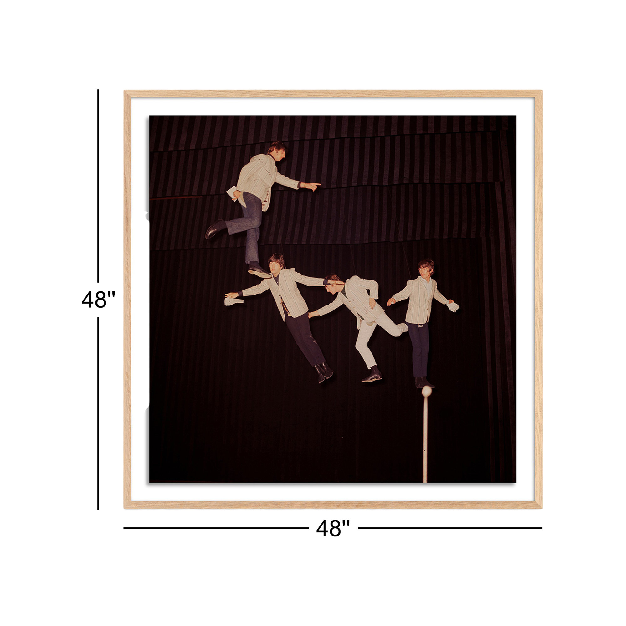 The Beatles Rehearse by Getty Images, 48" H x 48" W, Rustic Walnut Framed