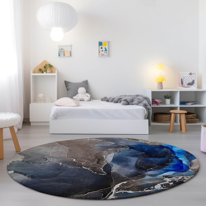 Kyrie Washable Abstract Indoor / Outdoor Rug, Round 8'