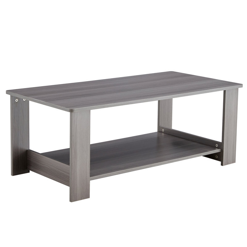 Bonni Rectangular Coffee Table with Storage Shelf, 16.5" H x 35.4" L x 19.6" W, Gray Wood