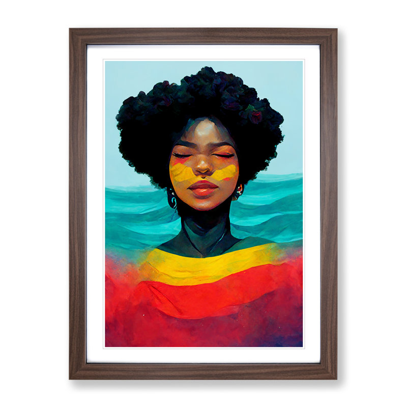 Marvellous Woman - Wall Art, 48cm H x 36cm W x 2cm D, Oak Framed Paper, White