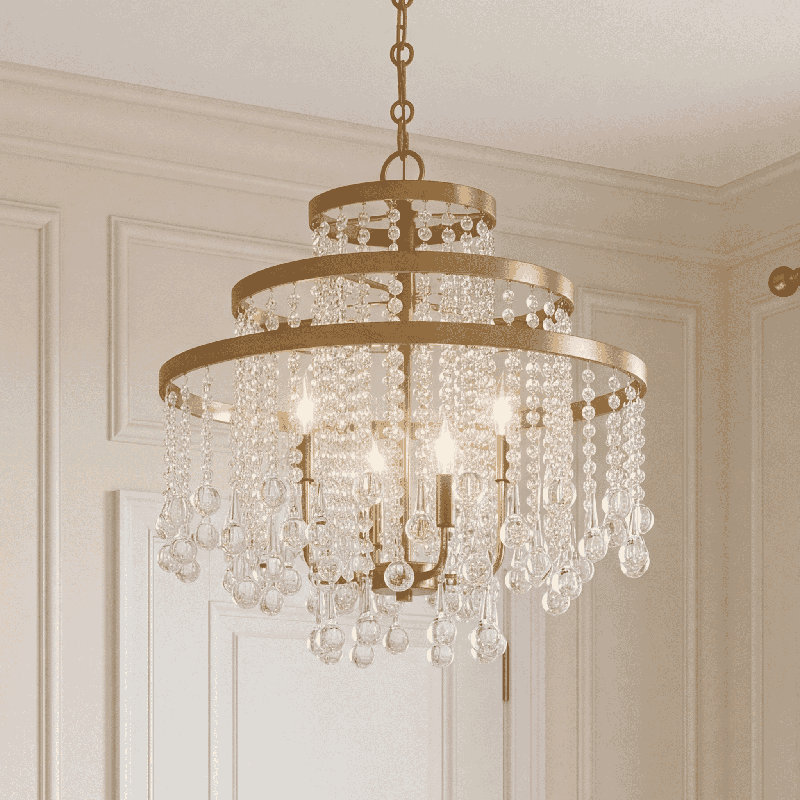  Luna 4-Light Chandelier in Warm Brass