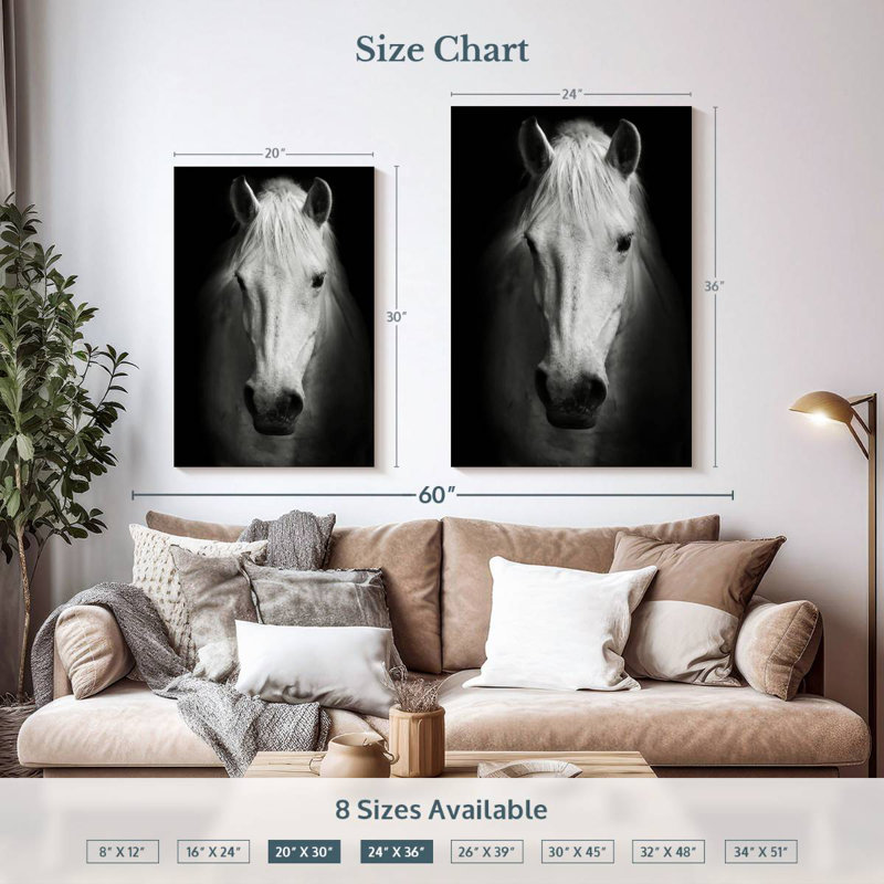 Brampt White Thoroughbred Horse, 36" H x 24" W