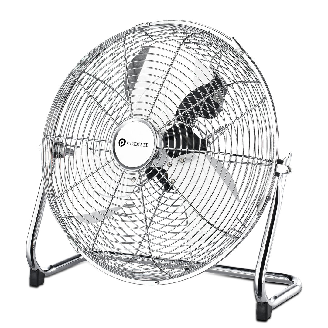 Puremate Unisex Silver 14" Chrome Gym Floor Fan W/ Speeds & Adjustable Fan Head, Portable Floor Standing Fan W/ Powerful Circulation For Home, Garage, Shop & Size 3 - Image 4