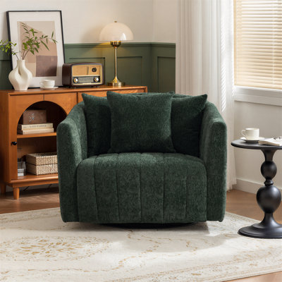 Upholstered Swivel Barrel Armchair