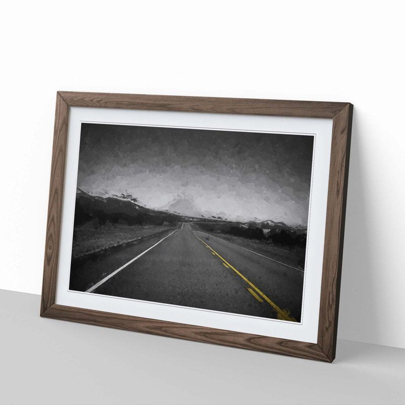 The Road to Texas in Abstract - Framed Print, 35cm H x 50cm W x 2cm D, Walnut