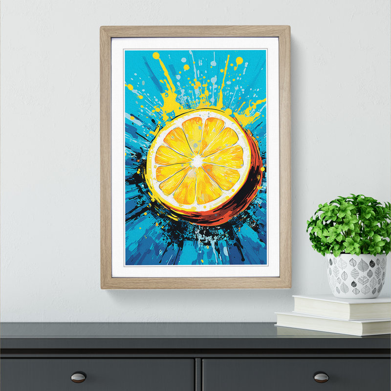 Lemon Fruit Pop - Framed Print, Oak, 34cm H x 25cm W x 2cm D