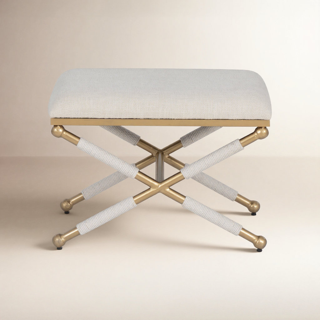 Metal Accent Stool, Gold