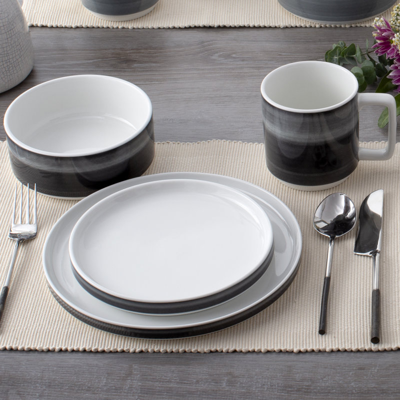 Noritake Colorstax Ombre Stax 4-Piece Place Setting, Service for 1, Jet