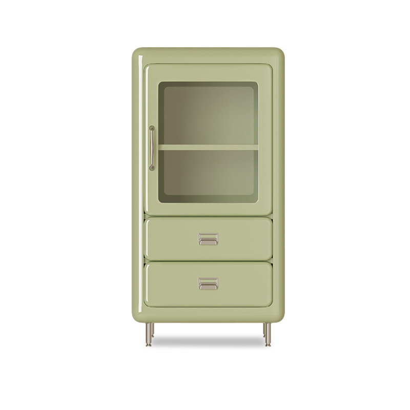 Green Solid + Manufactured Wood+Glass Display Cases, Green