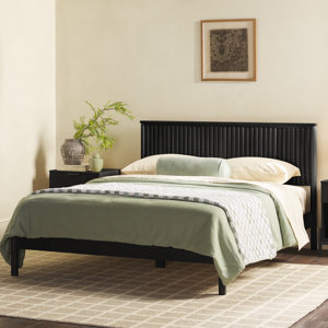 Asho Solid Wood Platform Bed with Reeded Headboard