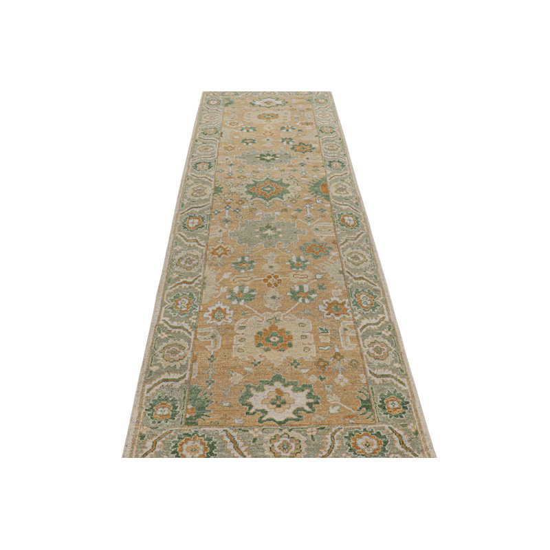 Handmade Silk and Wool Geometric Area Rug, Runner 3' x 8'
